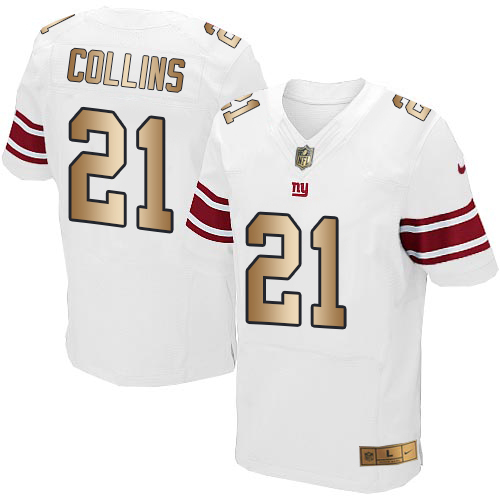 Nike Giants #21 Landon Collins White Men's Stitched NFL Elite Gold Jersey - Click Image to Close